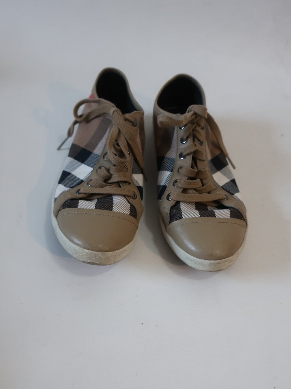 Authentic Burberry Taupe Vintage Housecheck Low-Top Vulcanized Sneakers 38 US/8 - Picture 4 of 15